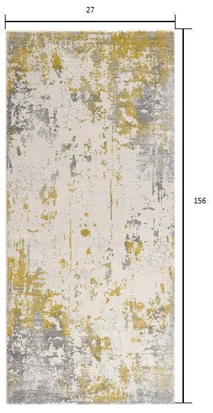 13' Runner Gold Abstract Dhurrie Runner Rug