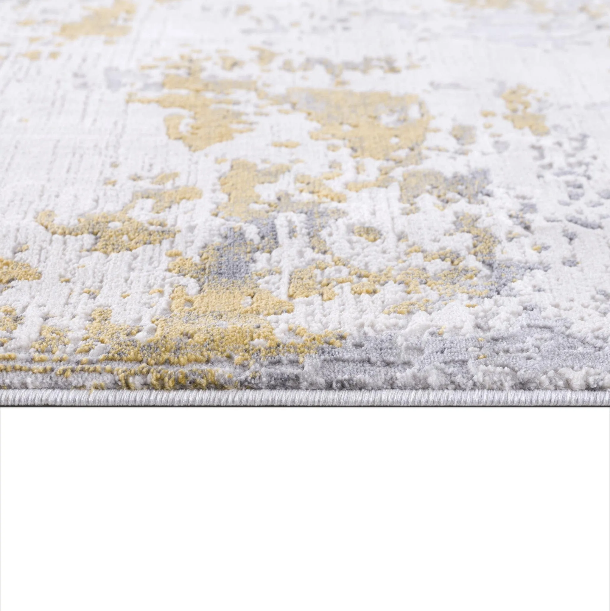 13' Runner Gold Abstract Dhurrie Runner Rug