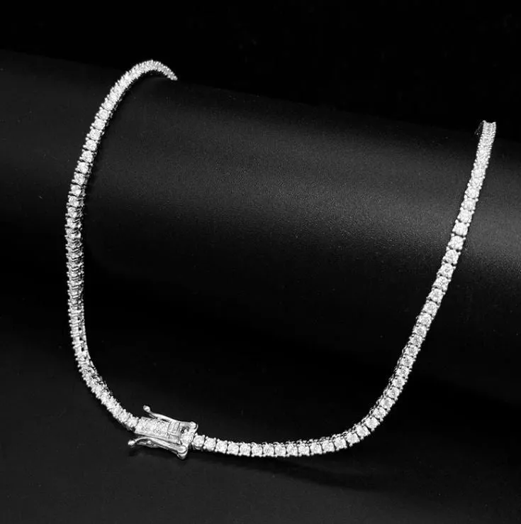 2CT TCW Round Diamond 4 Prong Tennis Necklace