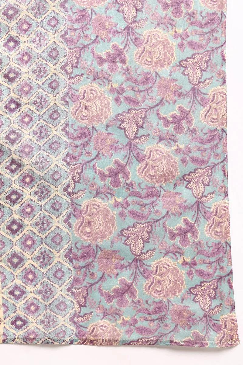 Ahika Violet Pure Cotton Floral Embroidered Straight Suit Set