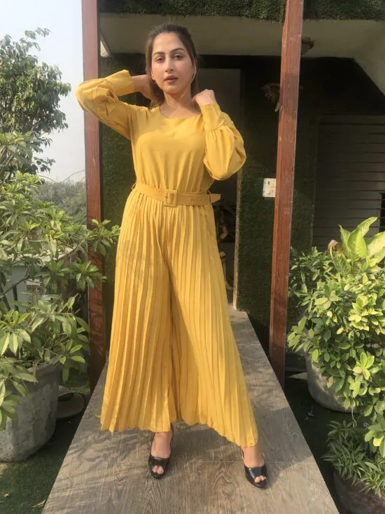 Aries Pleated Jumpsuit with Belt