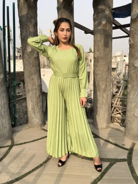 Aries Pleated Jumpsuit with Belt