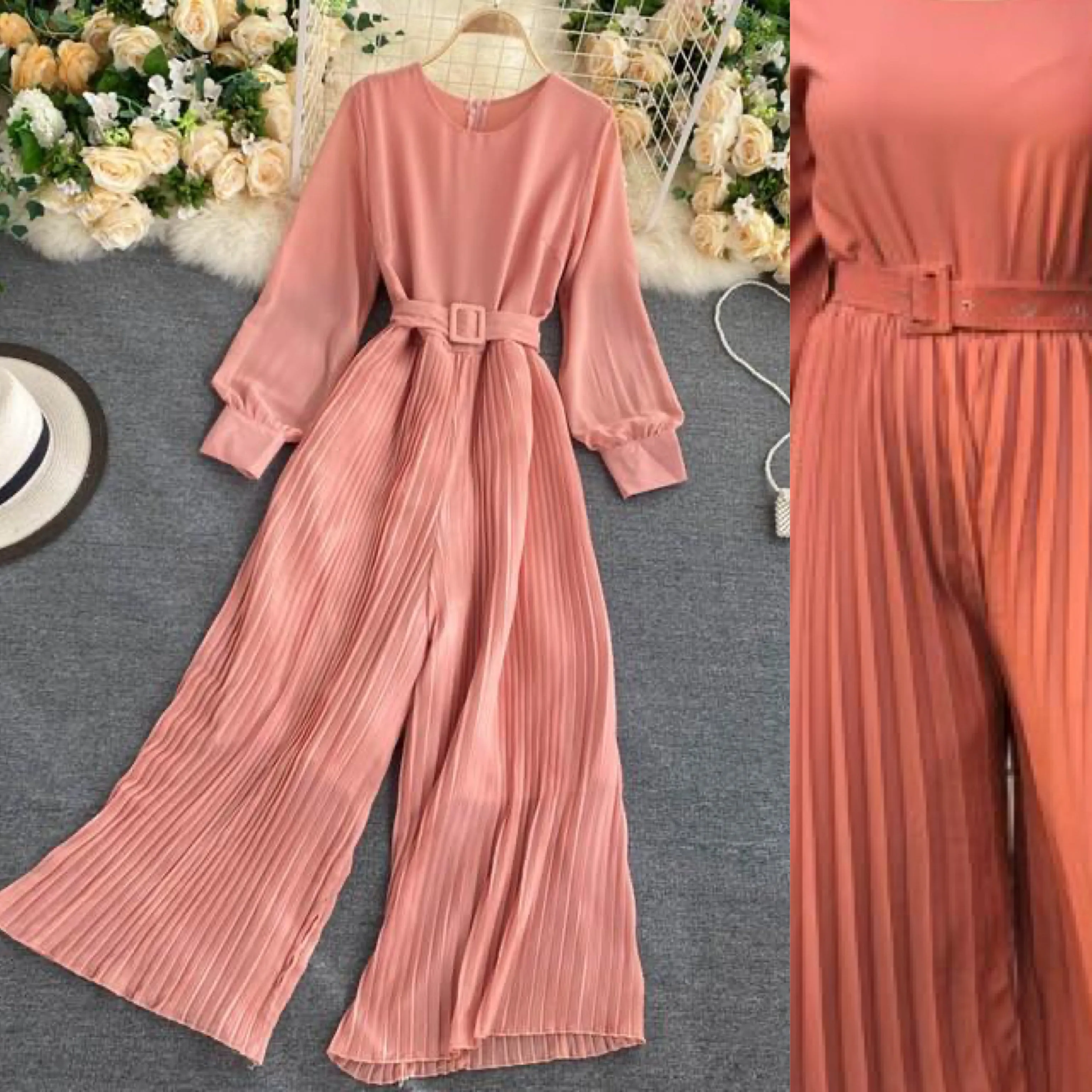 Aries Pleated Jumpsuit with Belt