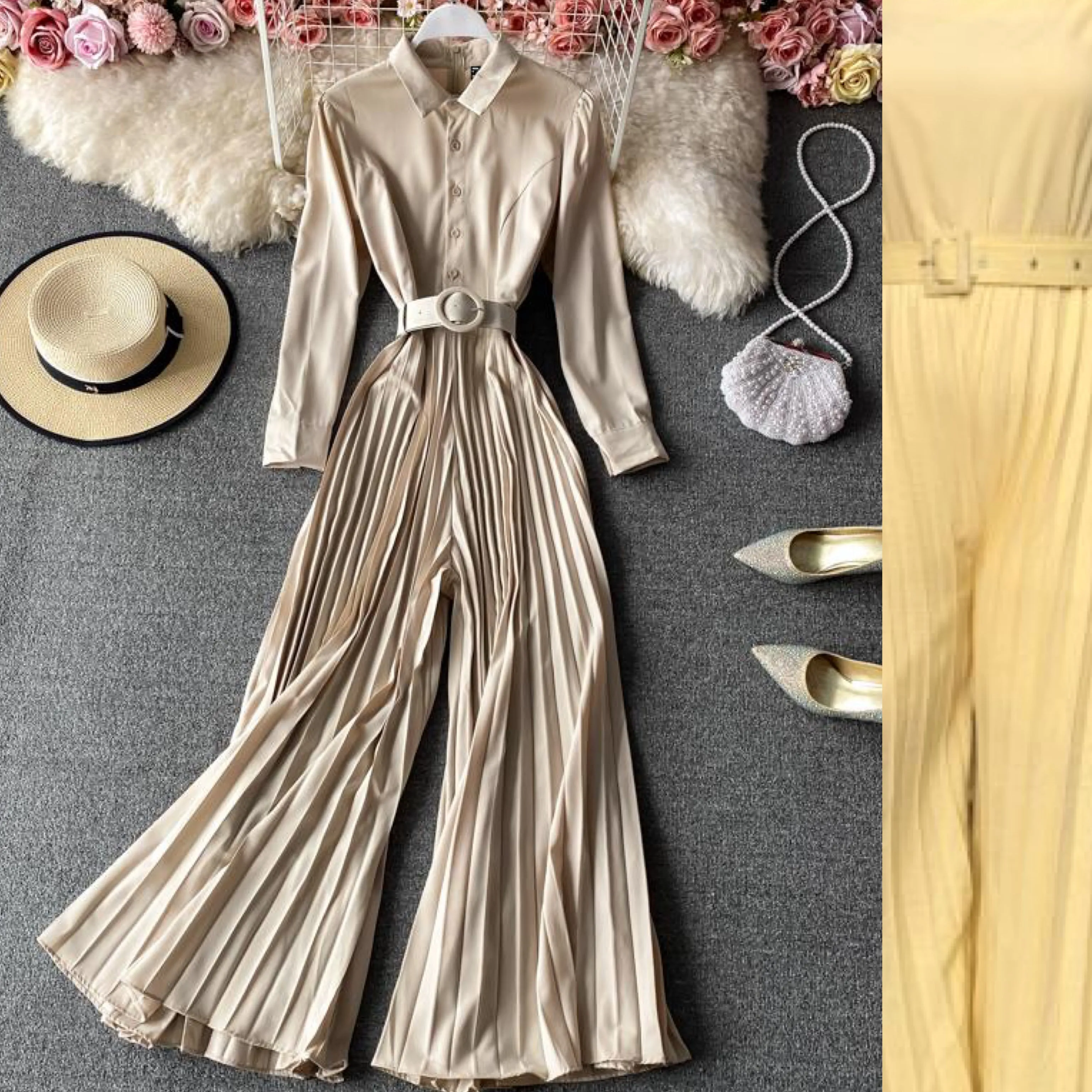 Aries Pleated Jumpsuit with Belt