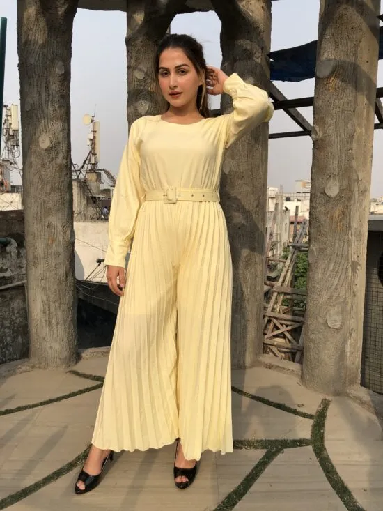 Aries Pleated Jumpsuit with Belt