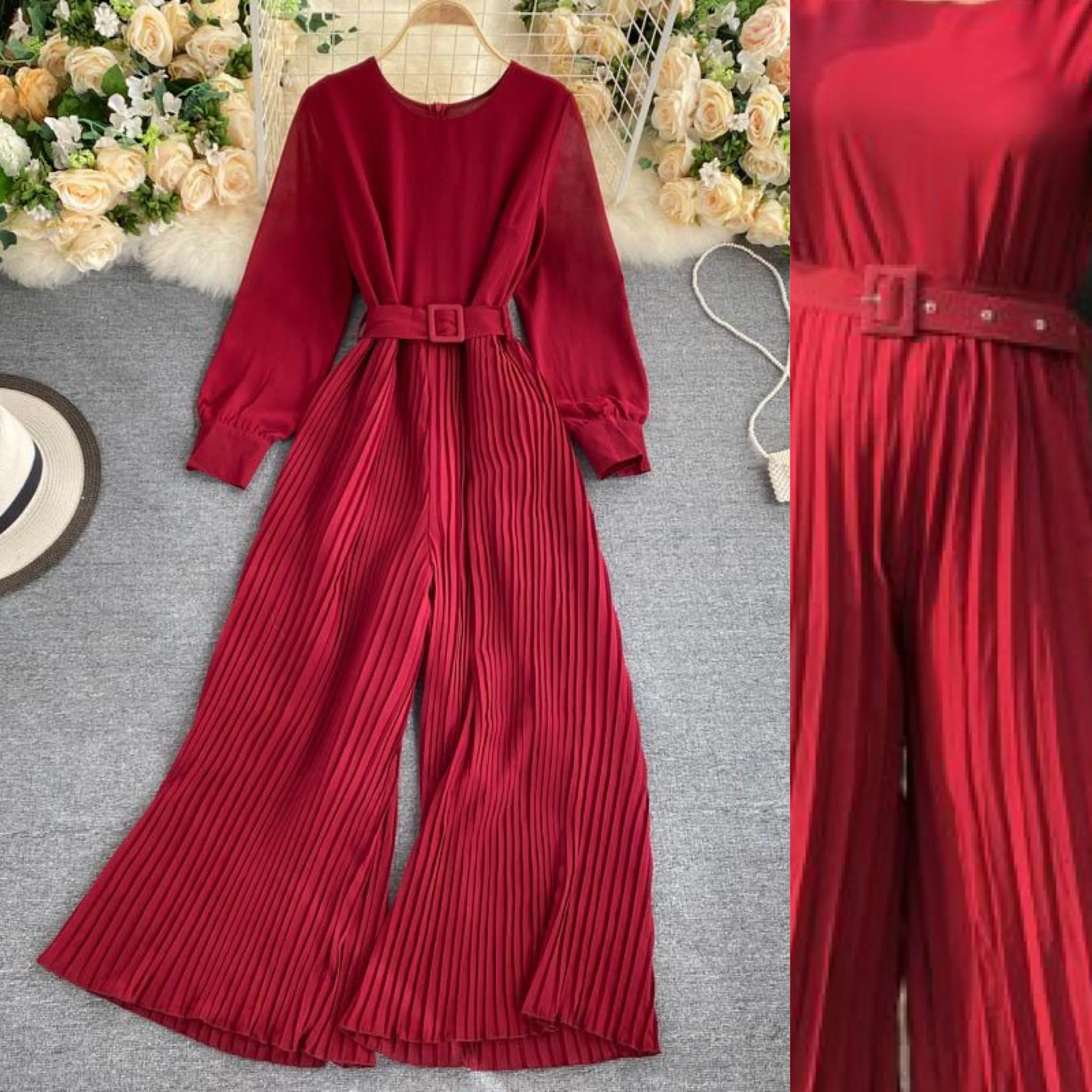 Aries Pleated Jumpsuit with Belt