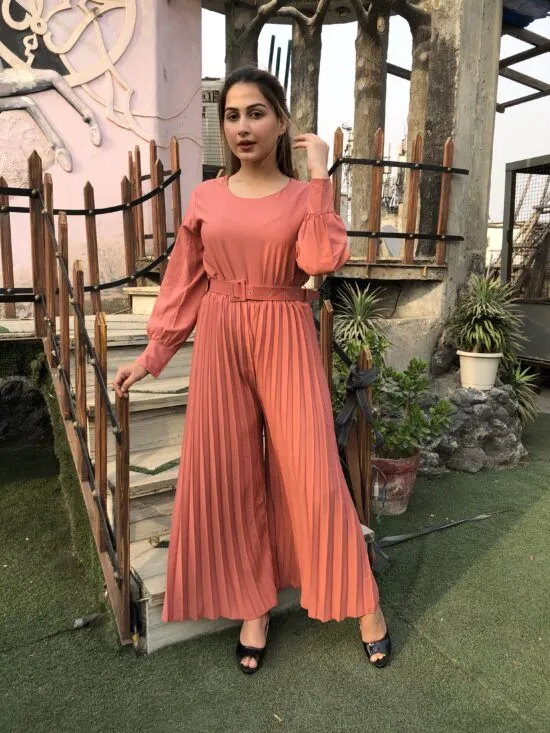 Aries Pleated Jumpsuit with Belt