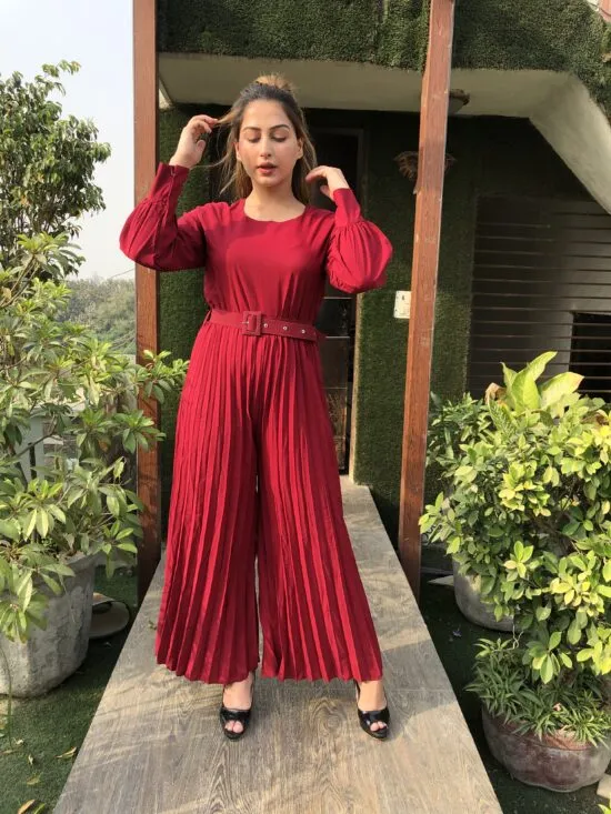 Aries Pleated Jumpsuit with Belt