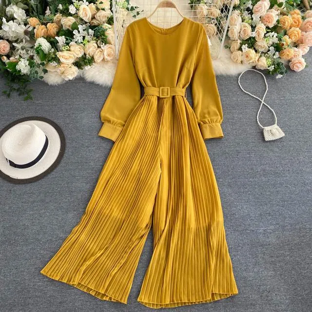 Aries Pleated Jumpsuit with Belt