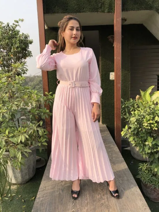 Aries Pleated Jumpsuit with Belt