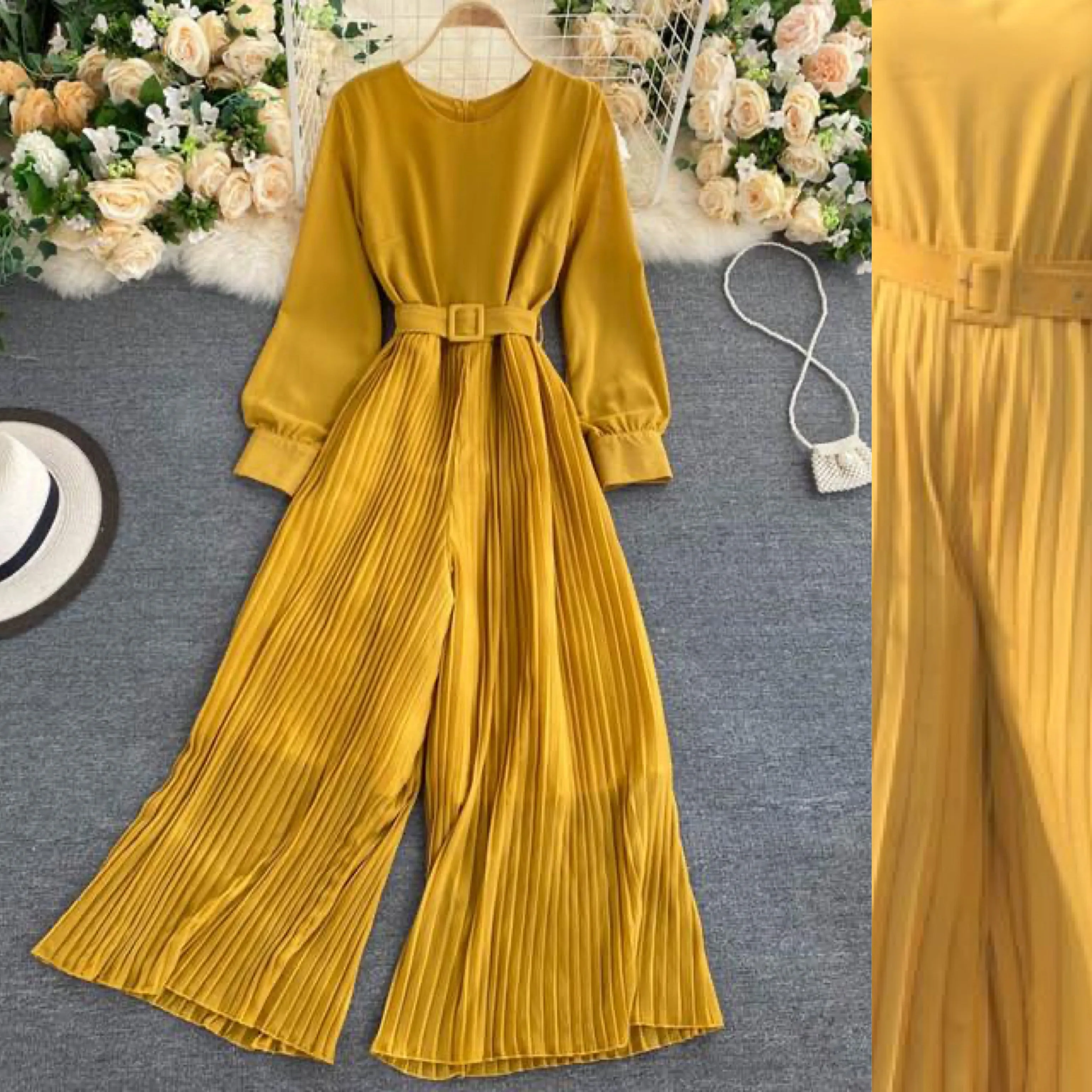 Aries Pleated Jumpsuit with Belt