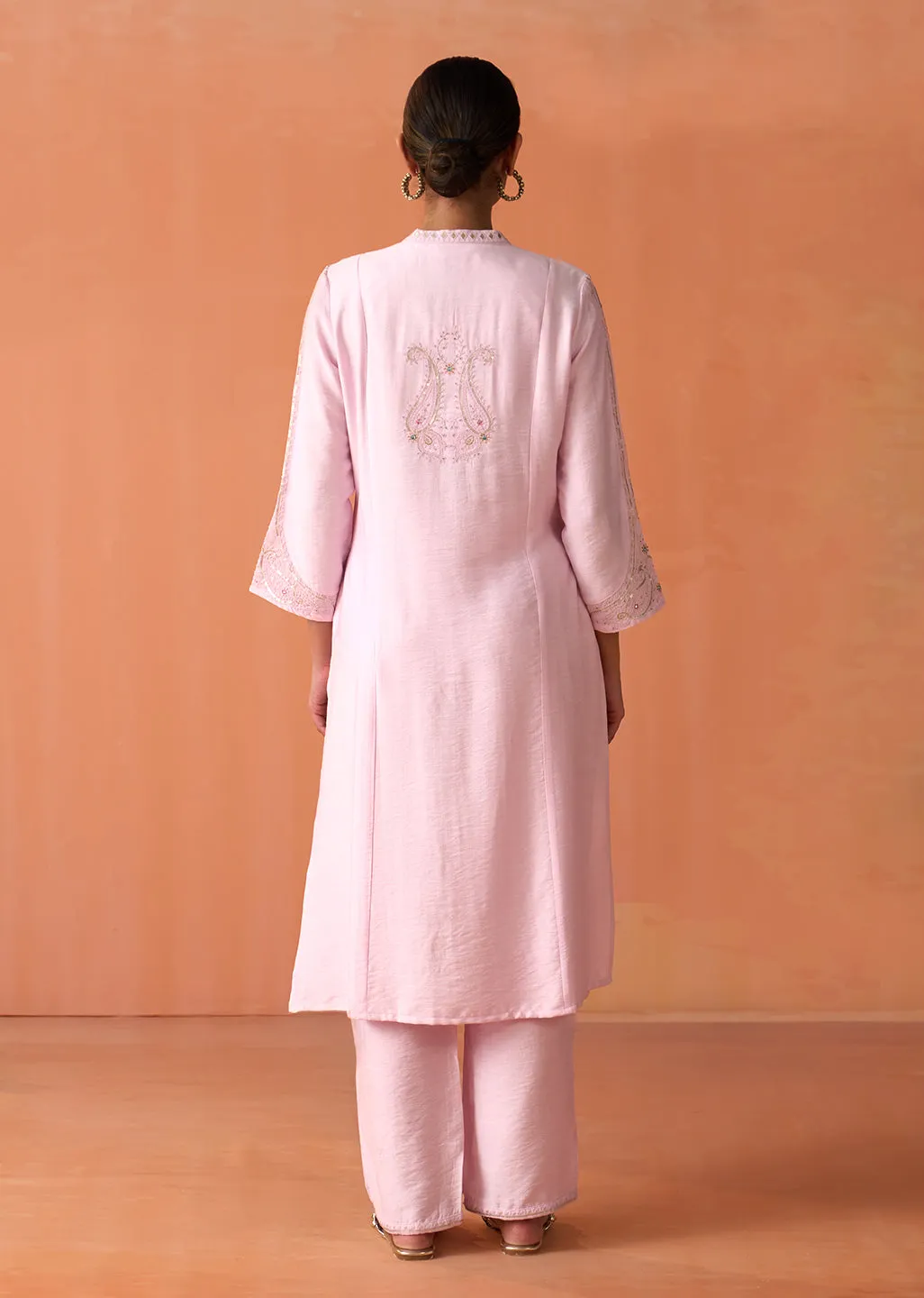 Arziya Pink Embroidered Rayon Kurta Set for Women