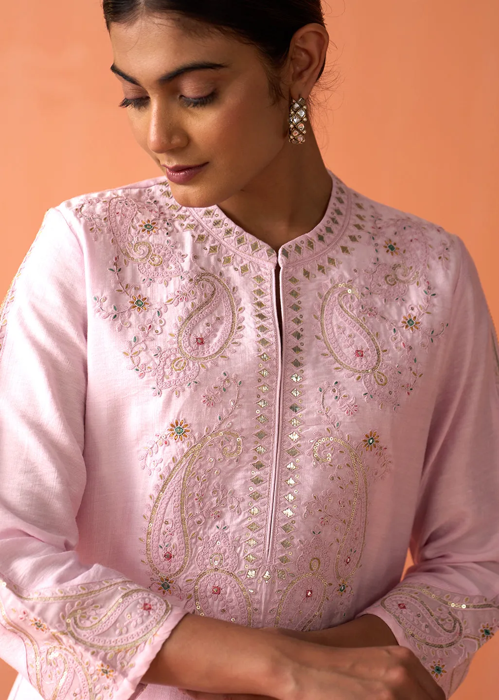 Arziya Pink Embroidered Rayon Kurta Set for Women