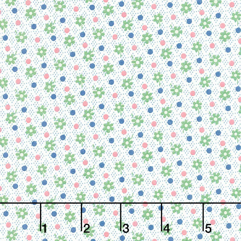 Aunt Grace Simply Charming - Wild Flowers Blue Yardage