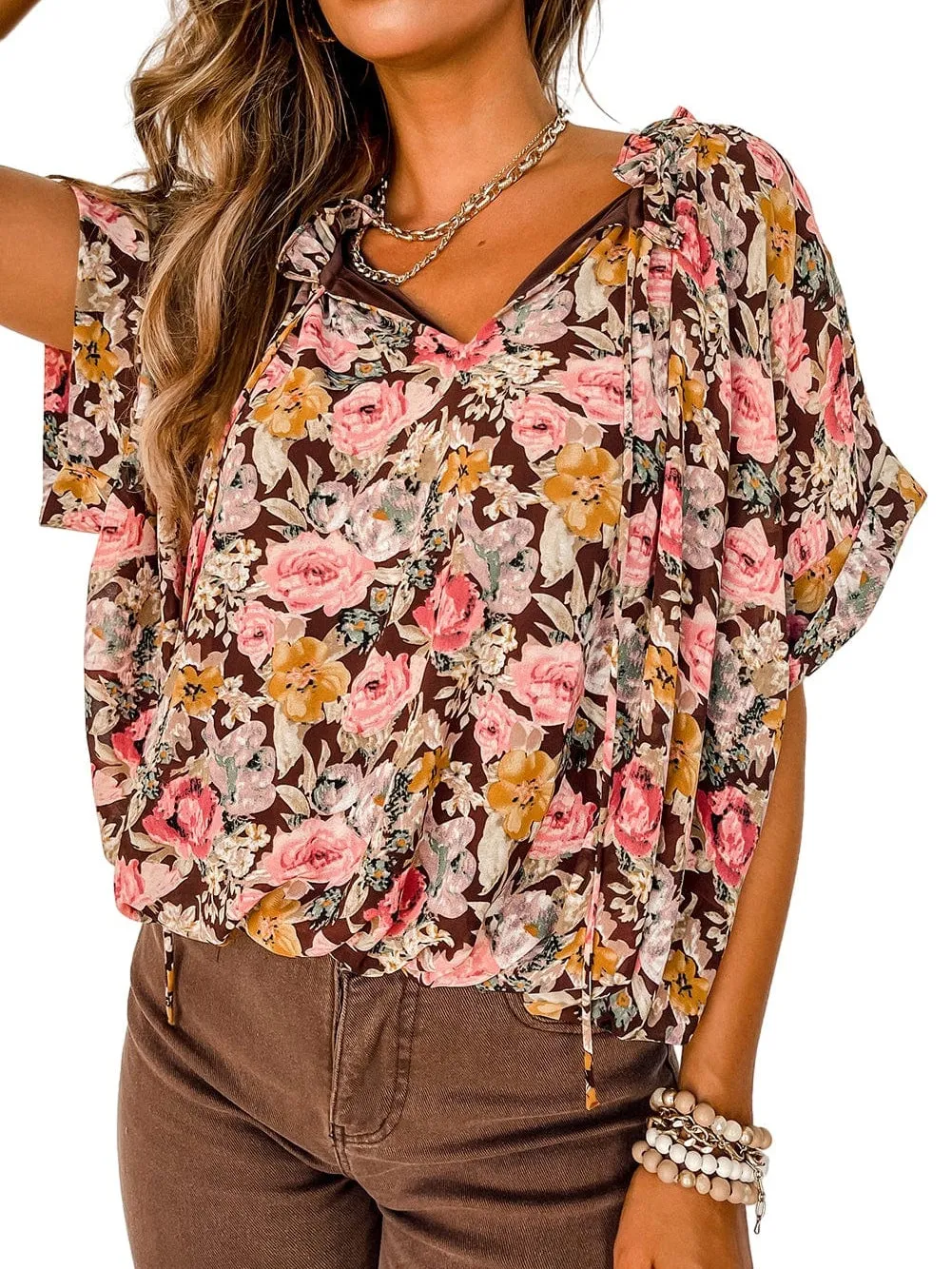 Autumnal Floral Print Blouse
