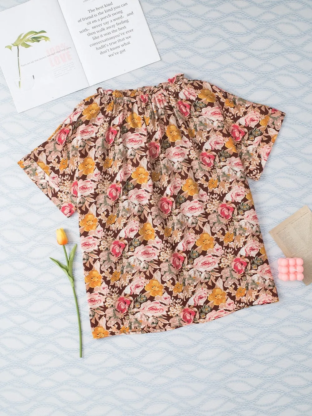 Autumnal Floral Print Blouse