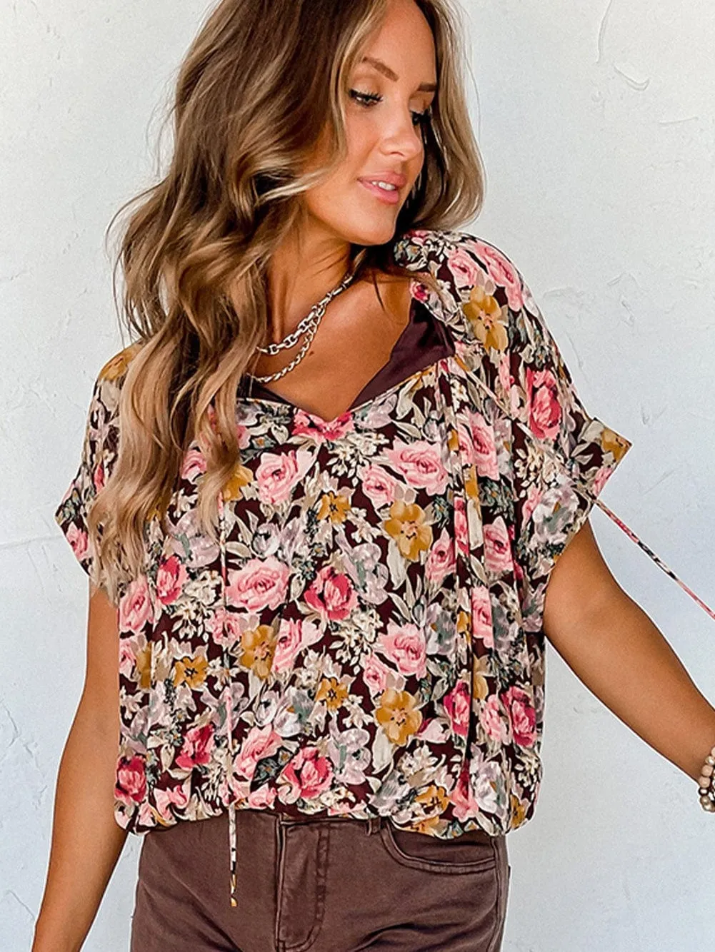 Autumnal Floral Print Blouse