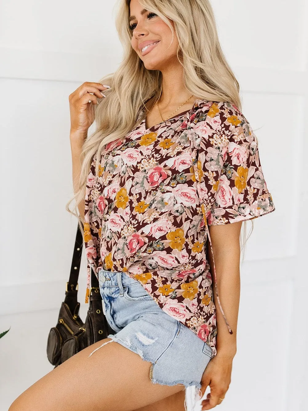 Autumnal Floral Print Blouse