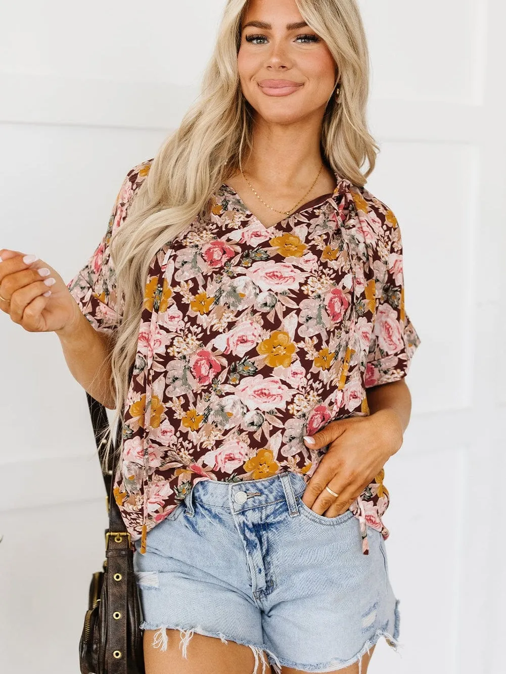 Autumnal Floral Print Blouse