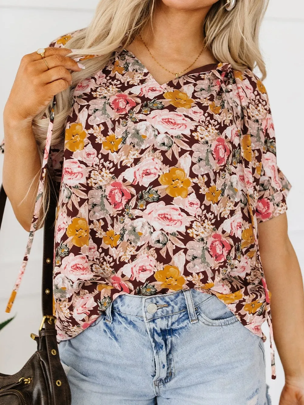 Autumnal Floral Print Blouse
