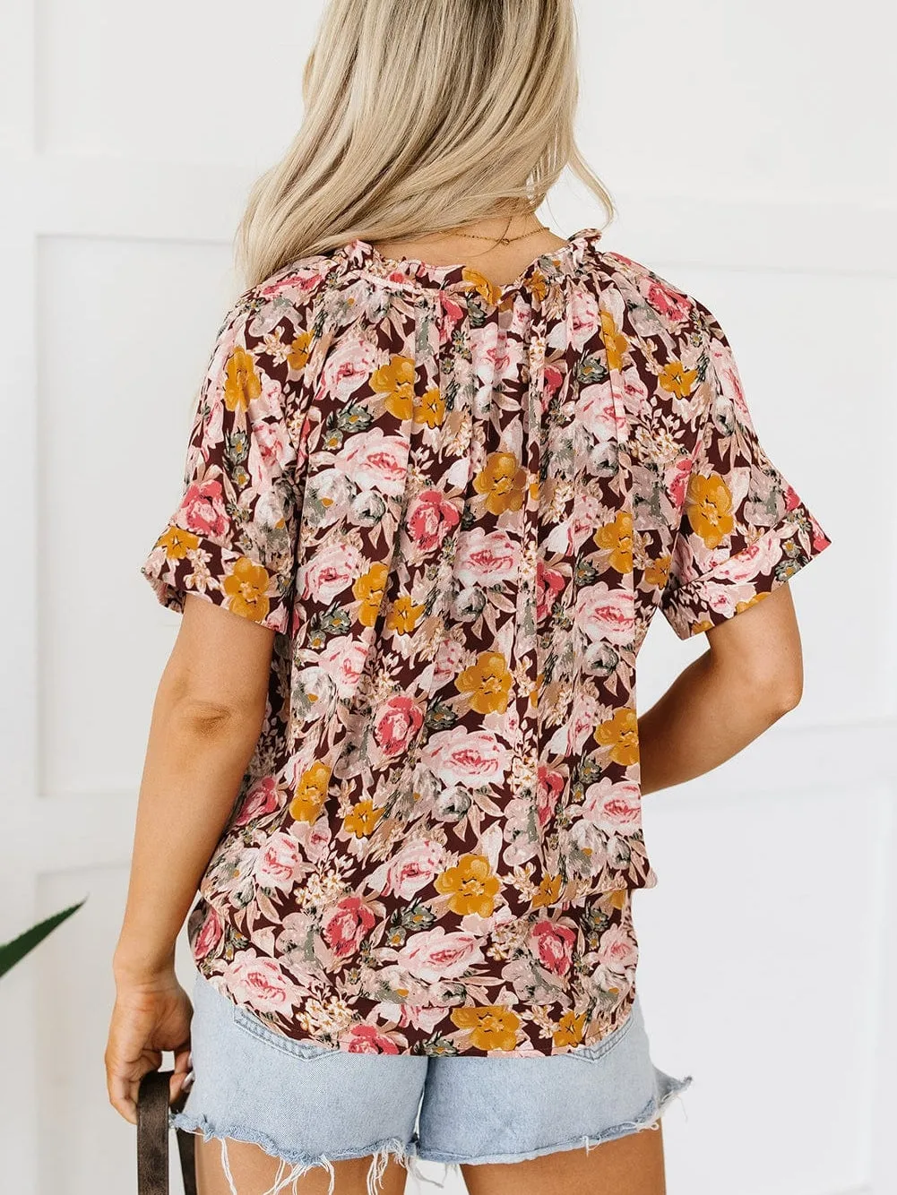 Autumnal Floral Print Blouse