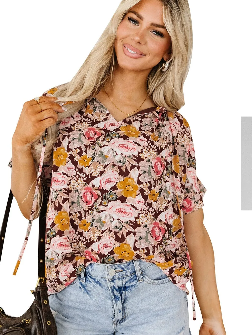 Autumnal Floral Print Blouse