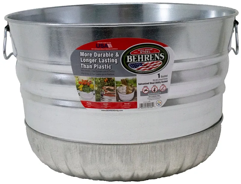 Behrens 32S Utility Basket, 1 bu Capacity, Galvanized Steel :EA: QUANTITY: 1