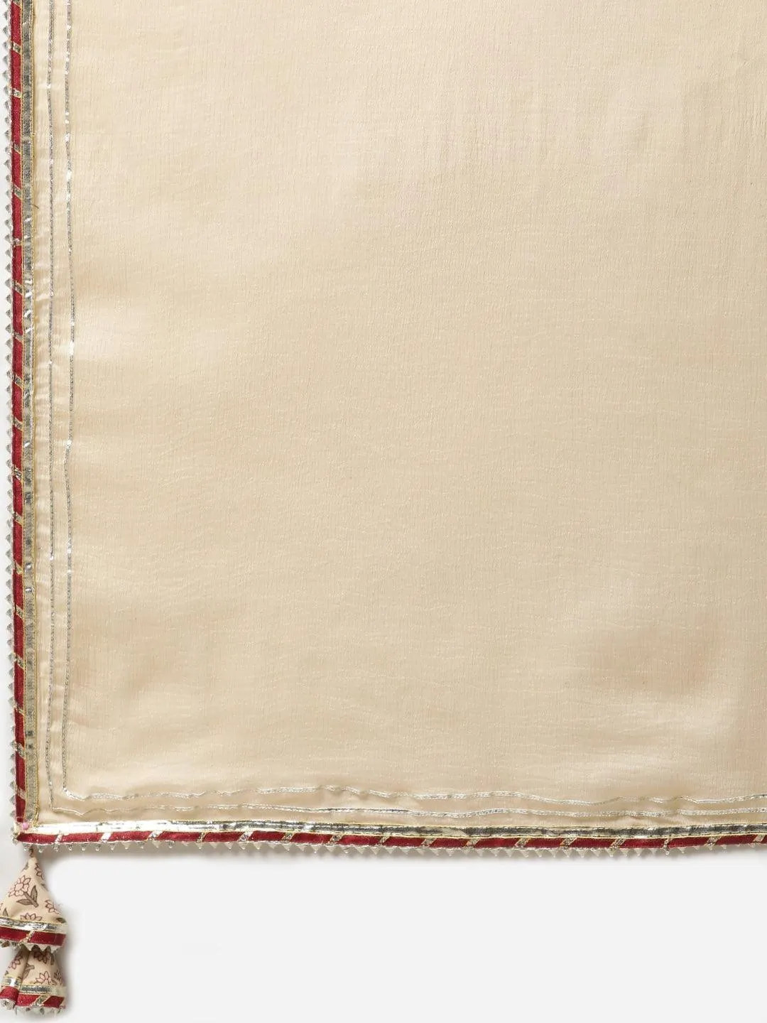 Beige Color Cotton Straight Kurta Pant Set with Dupatta