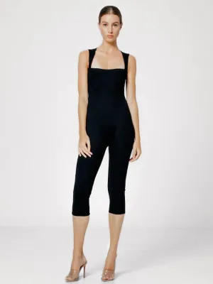 Bell Pedal Pusher Jumpsuit Black