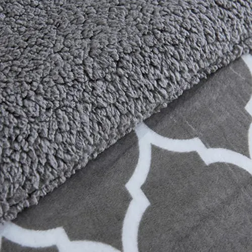 BESTCHIC Grey Sherpa Fleece Comforter Set Twin Size, Super Ultra Luxury Soft Plush Flannel Stylish Bedding Set, 2 Pieces Down Alternative Comforters with 1 Pillow Shams, 68 x 88 Inches