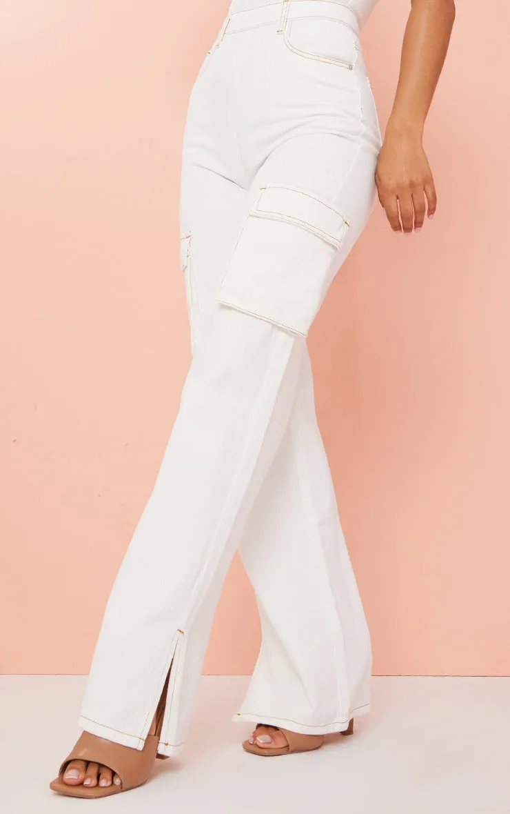 Black Coated Cargo Pocket Bandeau Denim Jumpsuit