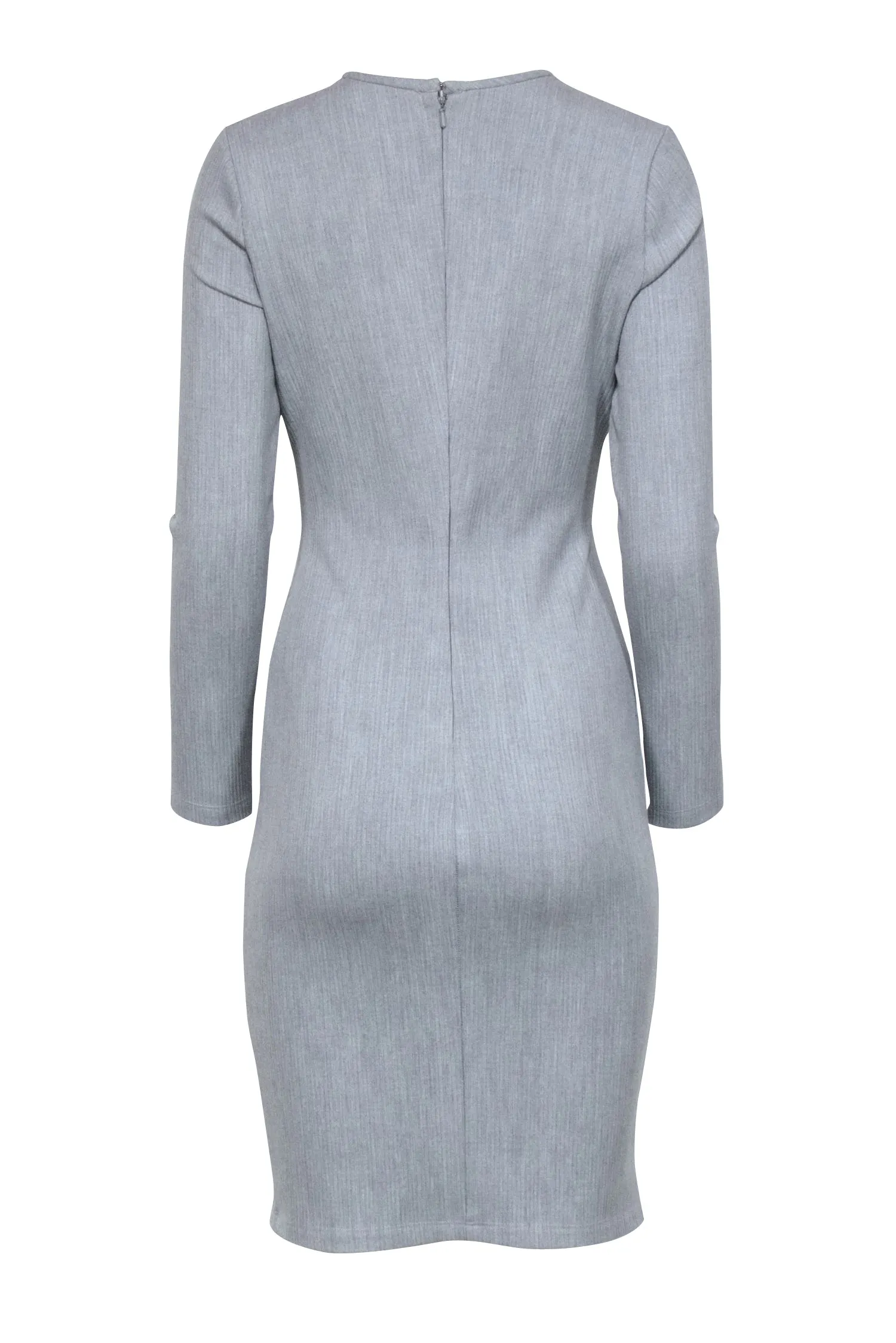 Black Halo – Light Grey Ribbed Long Sleeve Sheath Dress Sz 4