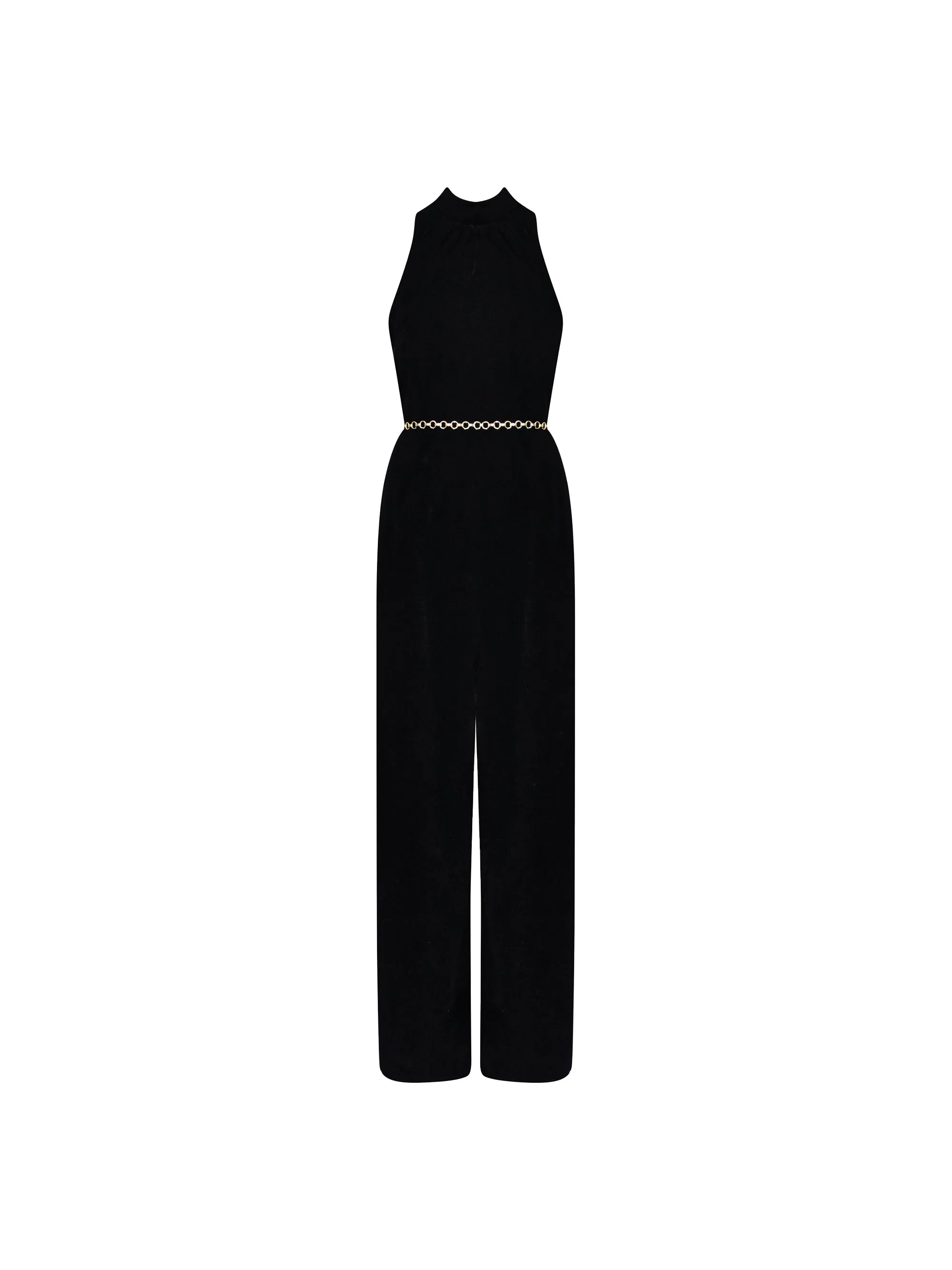 Black Velvet High Neck Jumpsuit