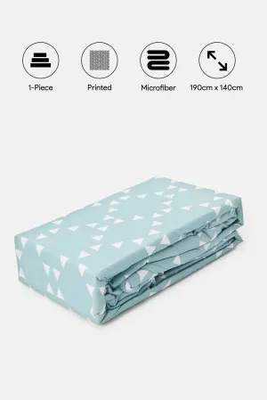 Blue Geometric Printed Fitted Sheet (Double Size)