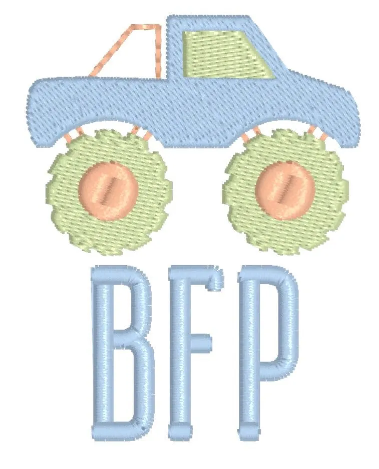 Boys Monster Truck Monogram Polo Design