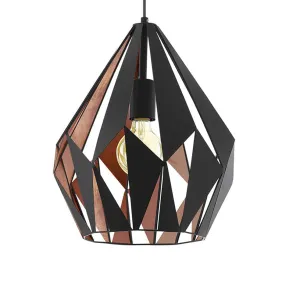 Carlton Steel Pendant Light | Black and Copper