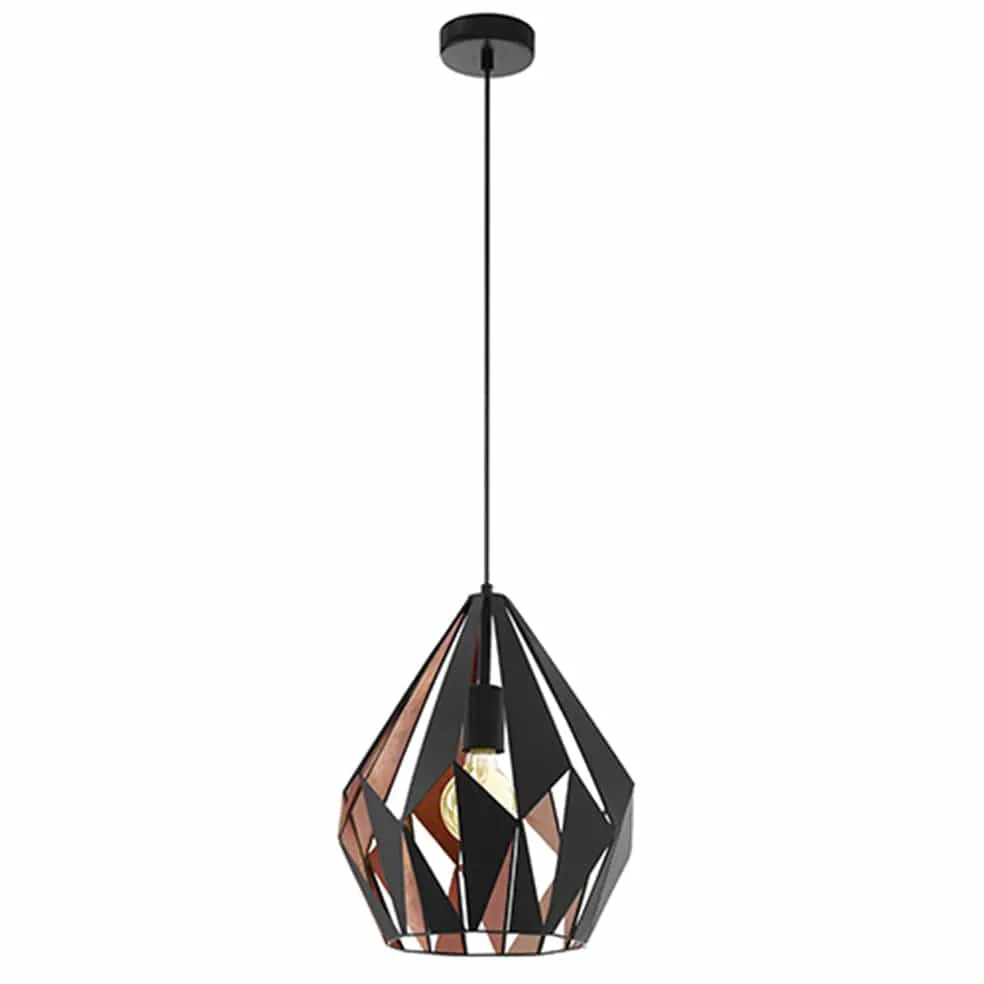 Carlton Steel Pendant Light | Black and Copper