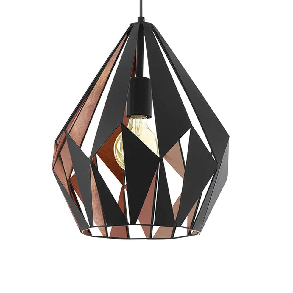 Carlton Steel Pendant Light | Black and Copper