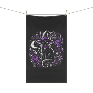 Cat Witch - Purple and Black - Halloween Kitchen Towel