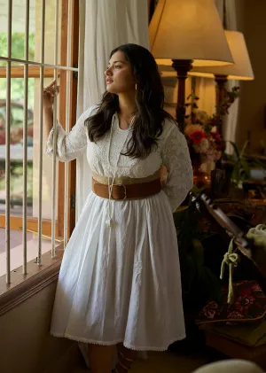 Chandni Ivory Embroidered Crinkled Viscose Georgette Designer Kurti for Women