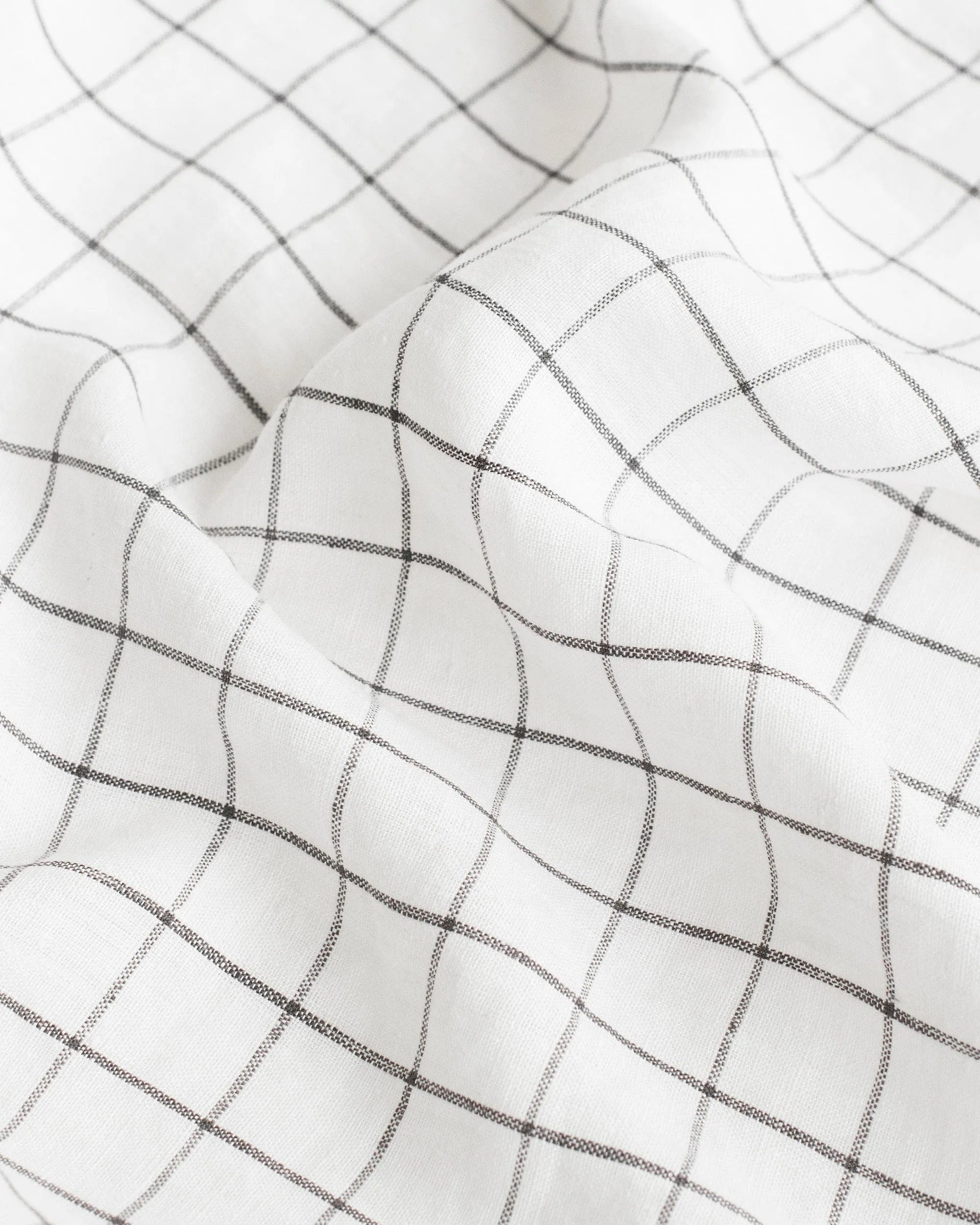 Charcoal grid linen duvet cover