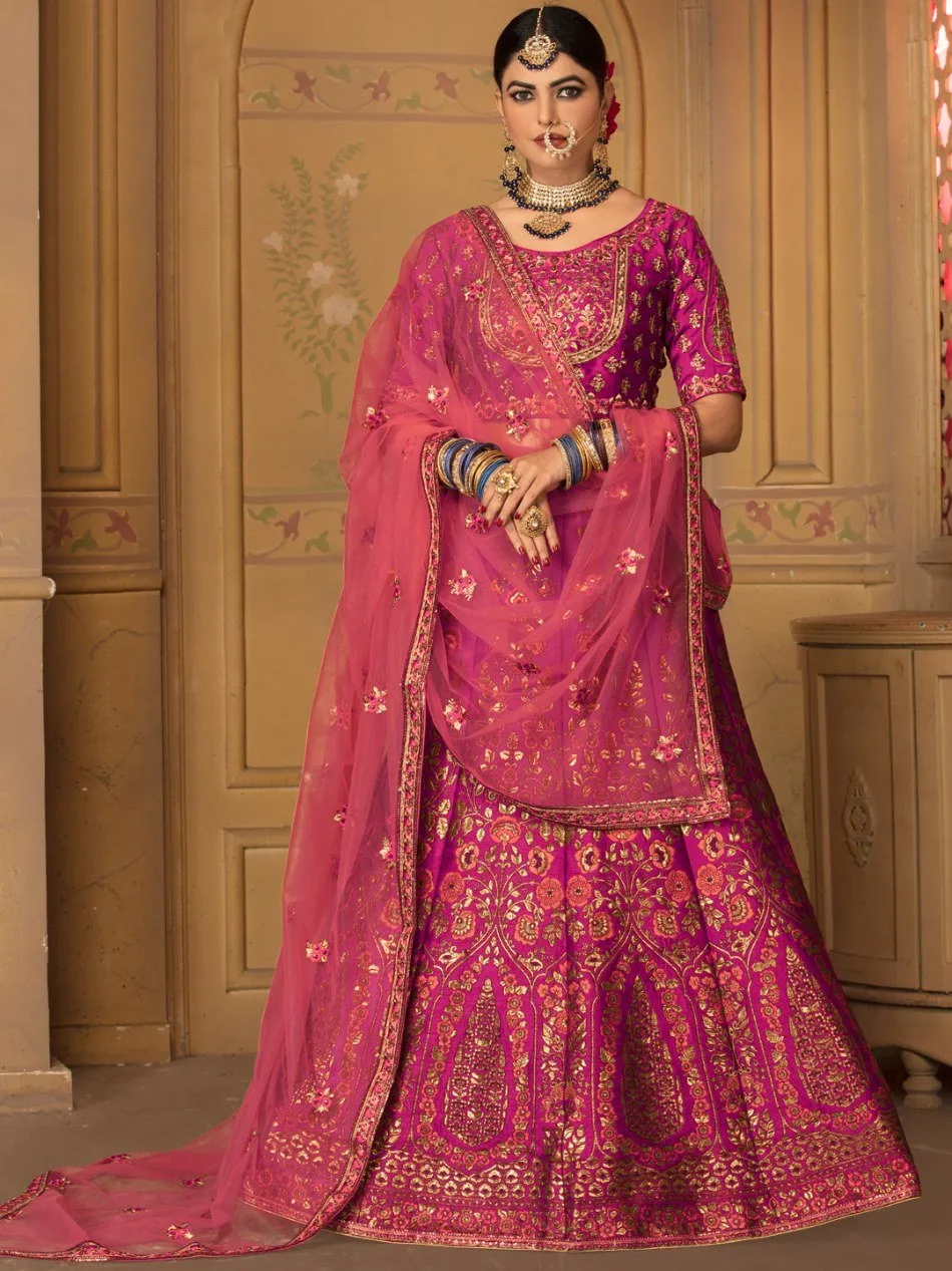 Charming Pink Color Banarasi Silk Lehenga Choli