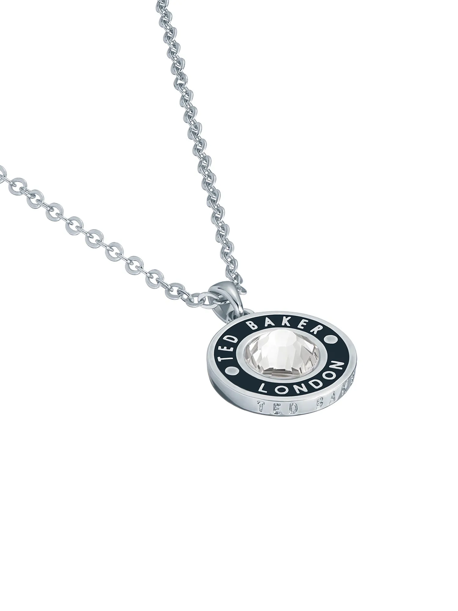 Cherlie Crystal Button Pendant Necklace Silver
