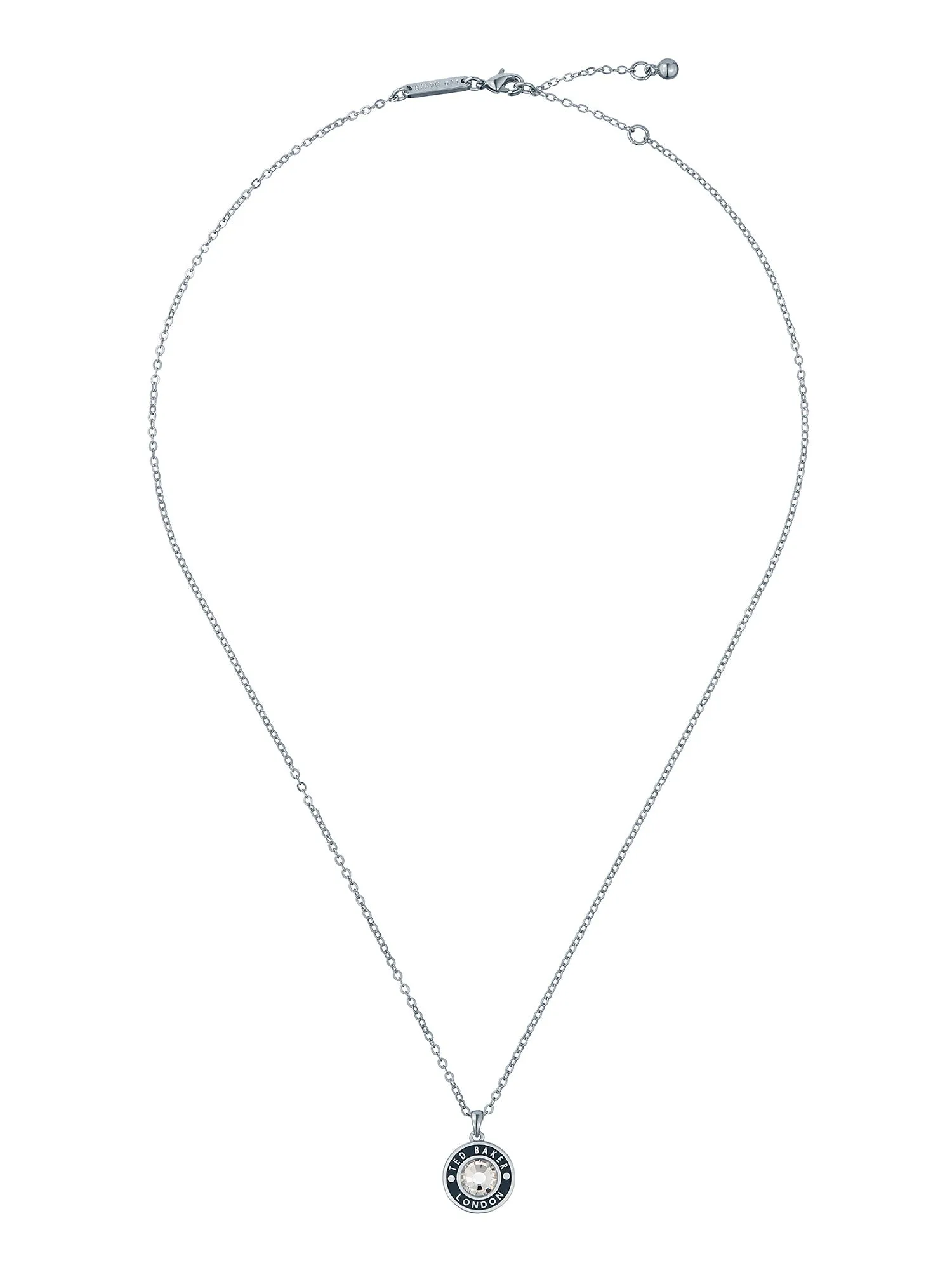 Cherlie Crystal Button Pendant Necklace Silver