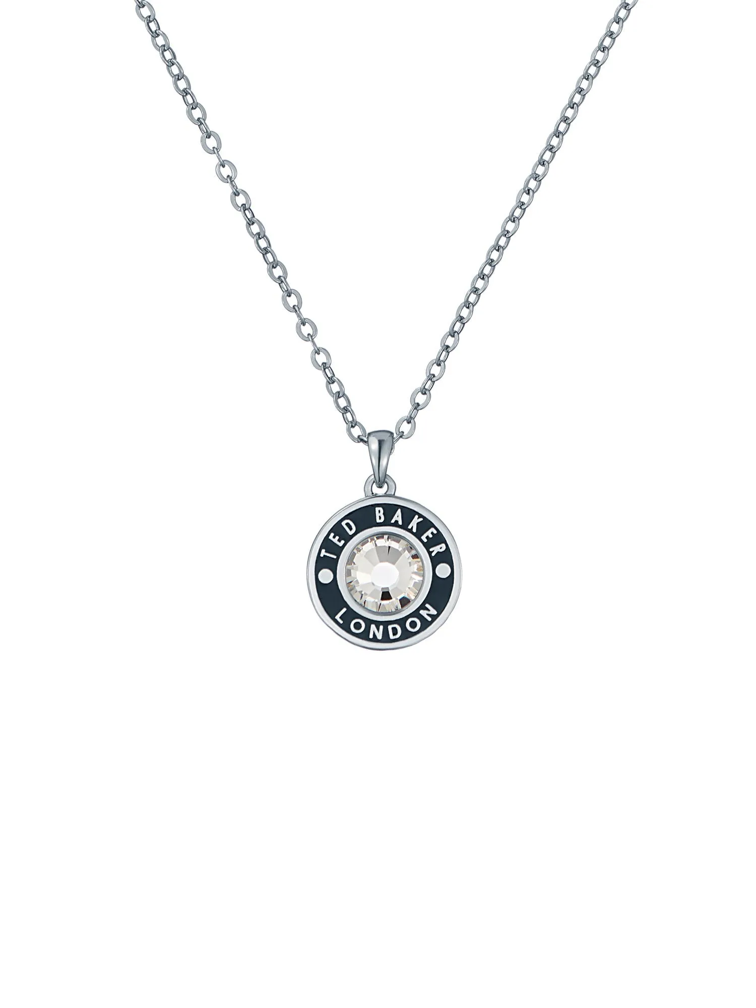 Cherlie Crystal Button Pendant Necklace Silver