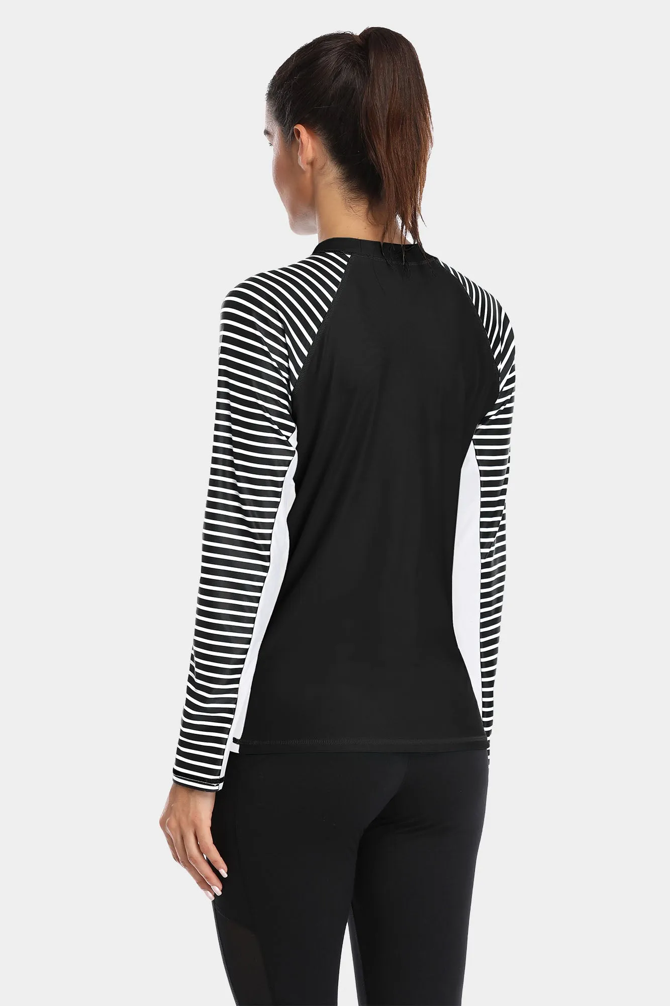 Clearance | Women's Stripe Long Sleeves UPF 50  Crew Rash Guard