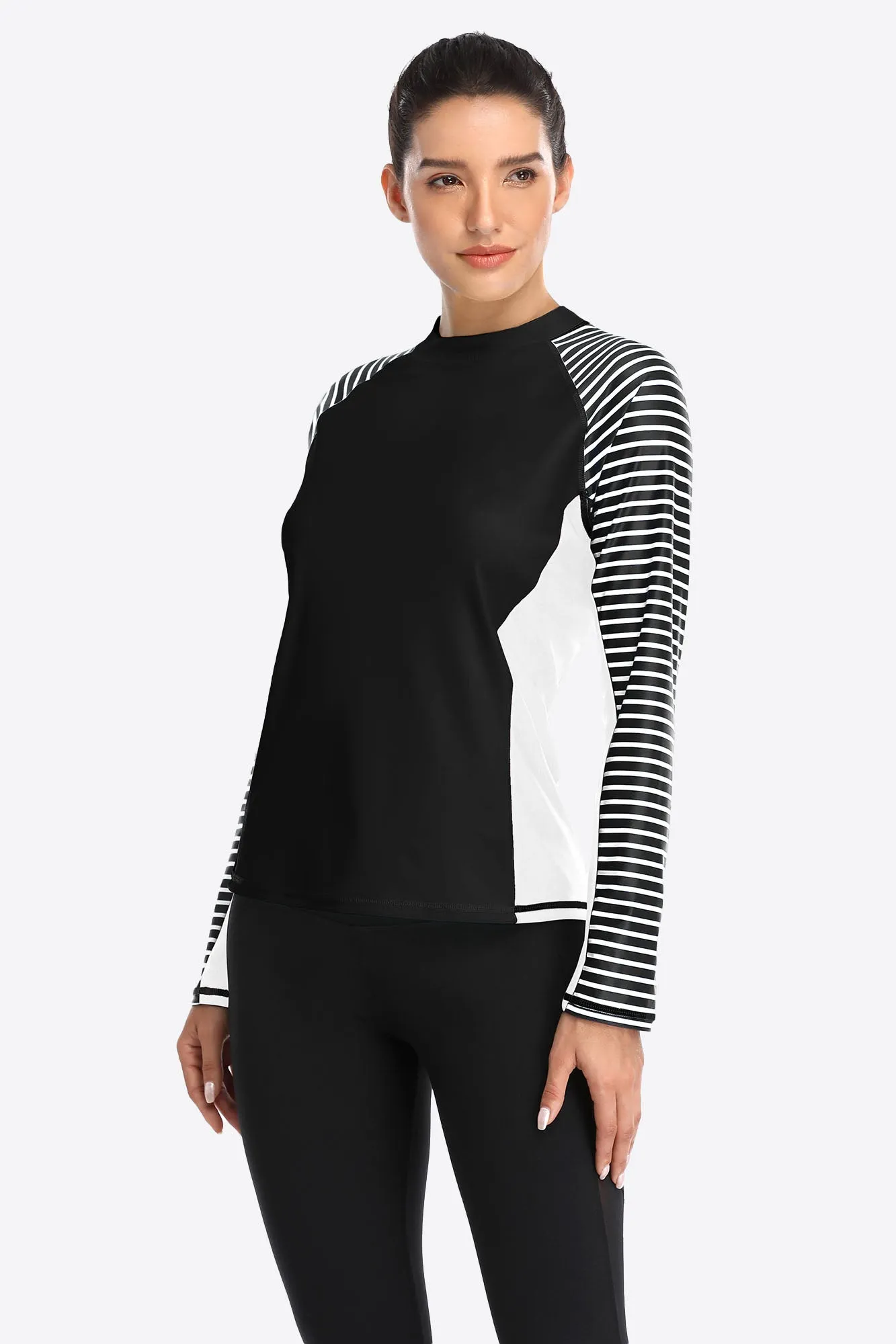 Clearance | Women's Stripe Long Sleeves UPF 50  Crew Rash Guard