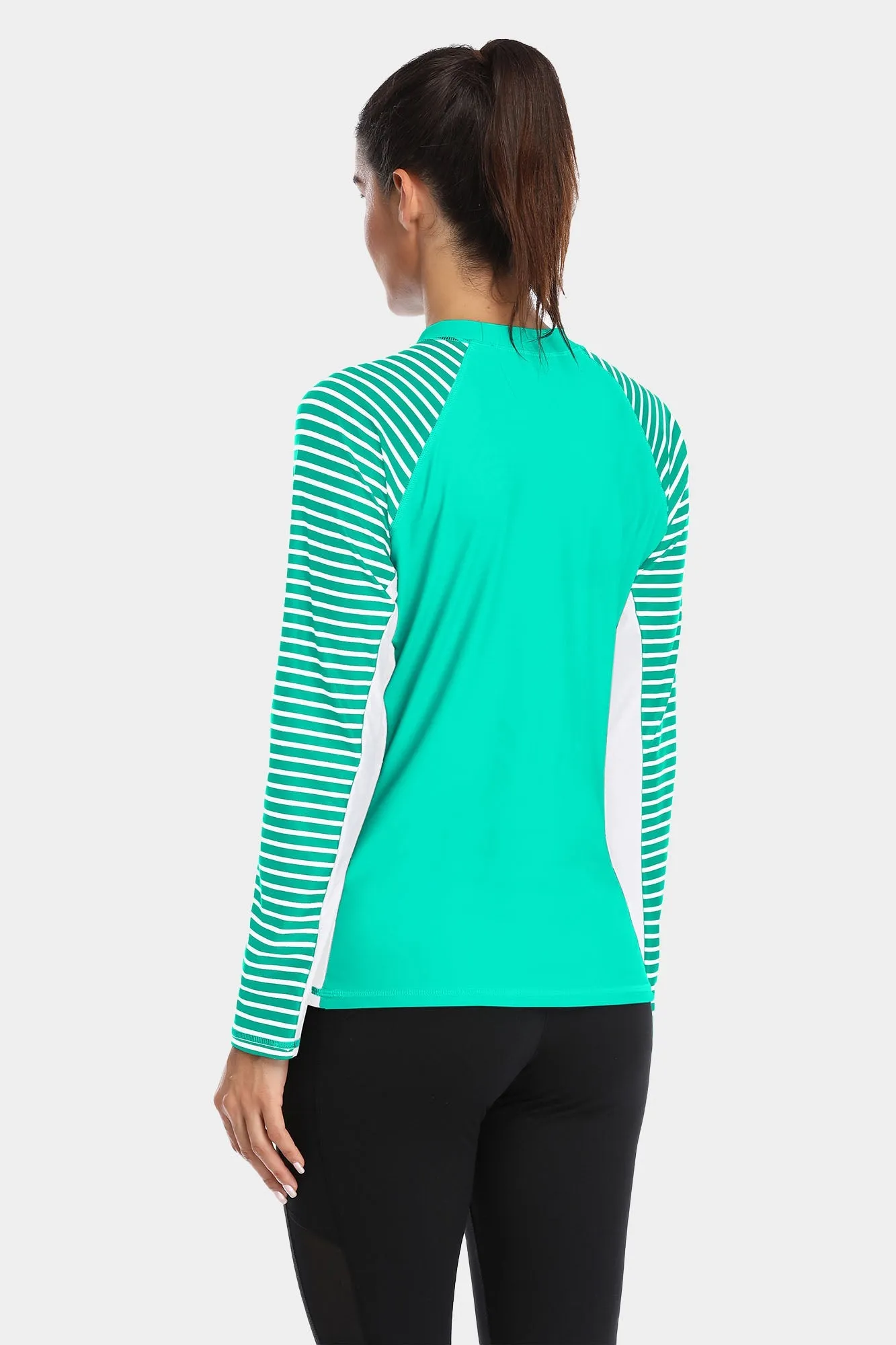 Clearance | Women's Stripe Long Sleeves UPF 50  Crew Rash Guard