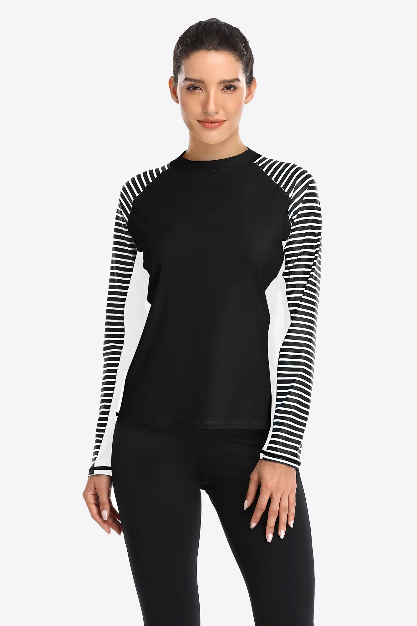 Clearance | Women's Stripe Long Sleeves UPF 50  Crew Rash Guard