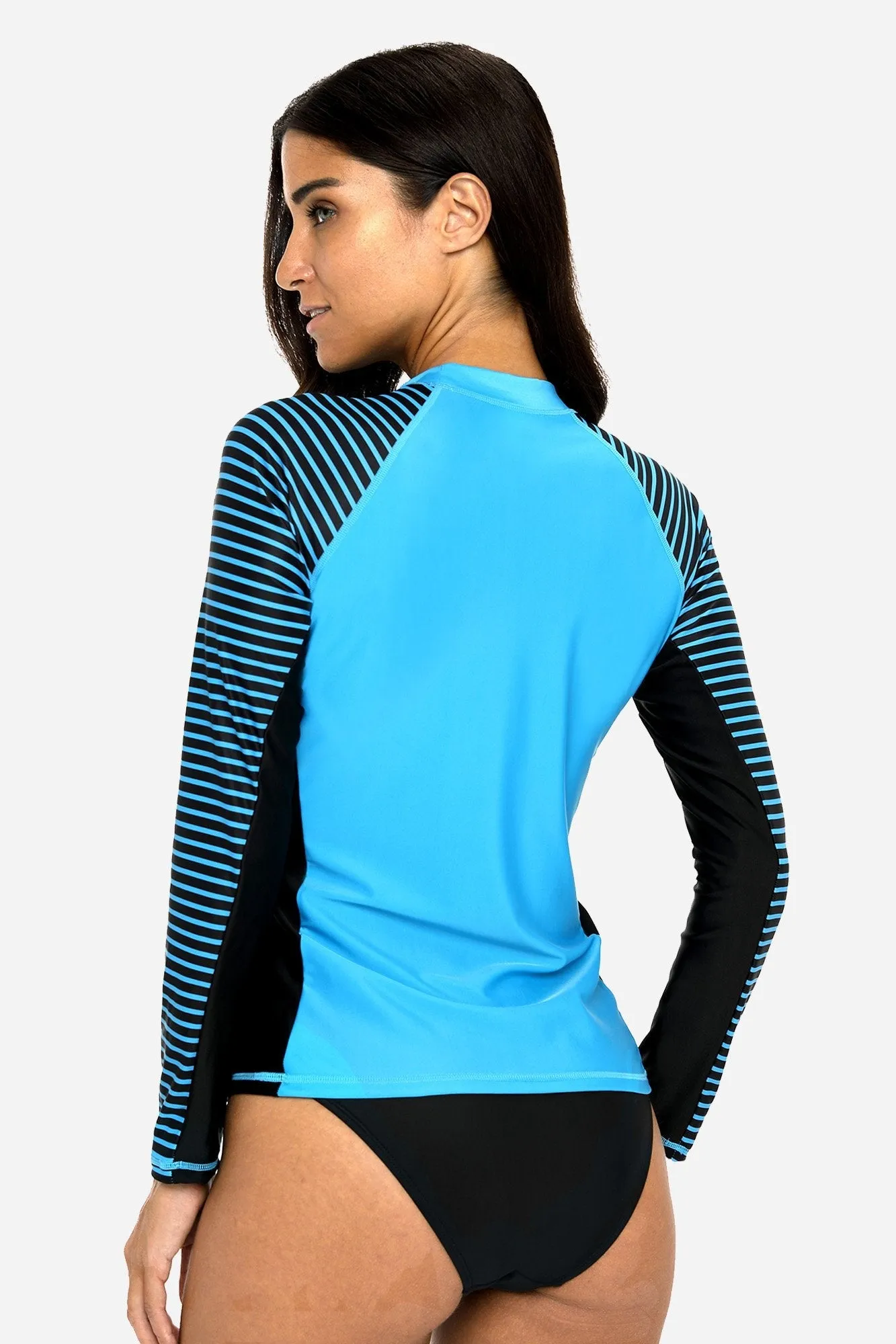 Clearance | Women's Stripe Long Sleeves UPF 50  Crew Rash Guard